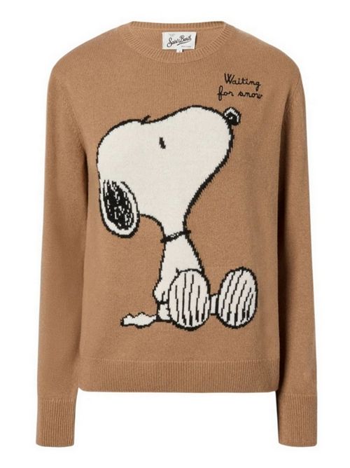 Maglione donna New Queen cammello con jacquard Snoopy MC2 Saint Barth | NEW QUEEN - SNOOPY WAITING SNOW19 EMB